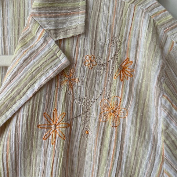 TRADITION | Cottage Collection Striped Short Sleeve Button Up Embroidered Shirt - Picture 4 of 10